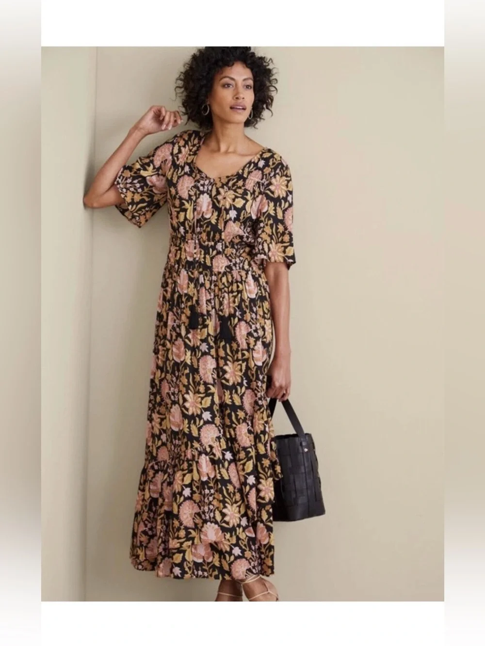 Soft Surroundings‎ Multi floral Tiered Maxi Dress Size 12